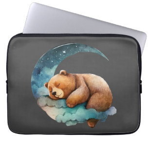 Cute Teddy Bear Sleeping op de maan van Crescent Laptop Sleeve