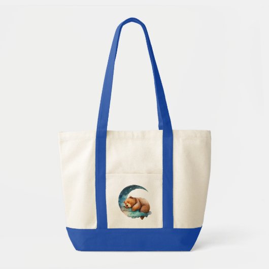 Cute Teddy Bear Sleeping op de maan van Crescent Tote Bag (Voorkant)