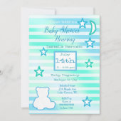 Cute Teddy Bear, Stars en Moon Blue en Green Kaart (Voorkant)