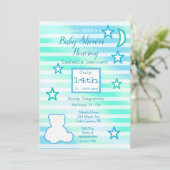 Cute Teddy Bear, Stars en Moon Blue en Green Kaart (Staand voorkant)