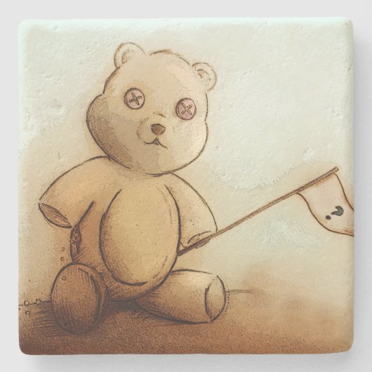 Cute  Teddy Bear, Stone Onderzetter (Voorkant)