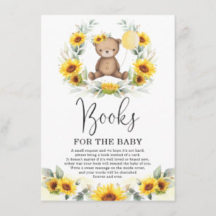 Cute Teddy Bear Sunflower Greenery Books voor Baby Informatiekaartje