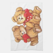Cute Teddy Bear Valentijn Couple Theedoek (Verticaal)