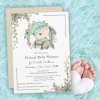 Cute Teddy Bear Virtual Baby shower for Boy