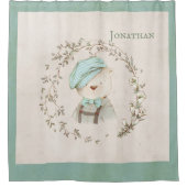 Cute Teddy Bear  Whimsy Simple Minimalistics Douchegordijn (Voorkant)