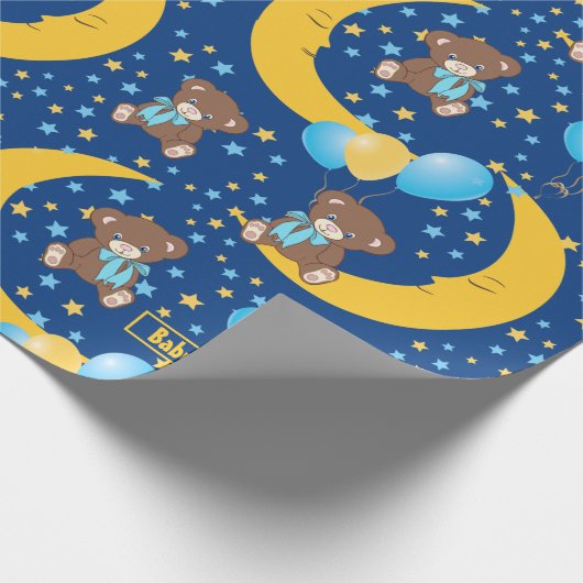 Cute Teddy Bear zit op het Mon Pattern Cadeaupapier (Hoek)