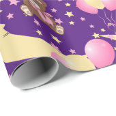 Cute Teddy Bear zit op het Mon Pattern Cadeaupapier (Rol Hoek)