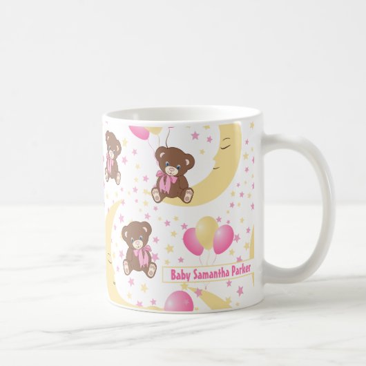 Cute Teddy Bear zit op het Mon Pattern Koffiemok (Rechts)