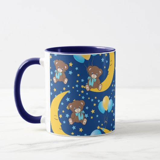 Cute Teddy Bear zit op het Mon Pattern Mok (Links)