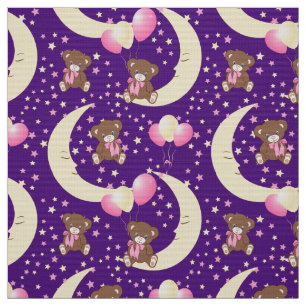 Cute Teddy Bear zit op het Mon Pattern Stof