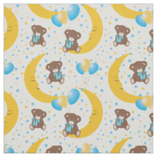 Cute Teddy Bear zit op het Mon Pattern Stof