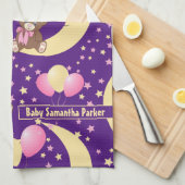 Cute Teddy Bear zit op het Mon Pattern Theedoek (Quarter Fold)