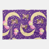 Cute Teddy Bear zit op het Mon Pattern Theedoek (Horizontaal)