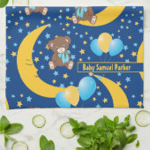 Cute Teddy Bear zit op het Mon Pattern Theedoek (Gevouwen)