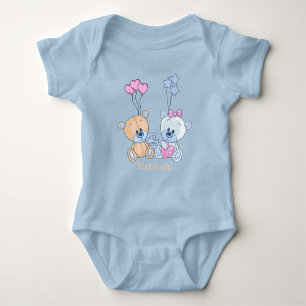 Cute Teddy Bears and Balloons Illustration Romper
