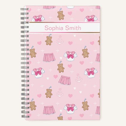 Cute Teddy Bears and Hearts Notebook Notitieboek (Voorkant)
