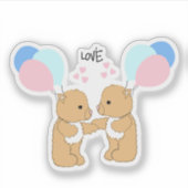 Cute Teddy Bears Balloons Love Sticker (Voorkant)