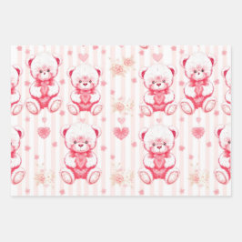Cute teddy bears holding hearts  inpakpapier vel