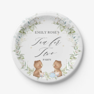 Cute Teddy Bears Tea for Two 2nd Birthday Party   Papieren Bordje