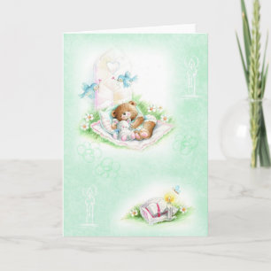 Cute teddy beer voor baptisme, Christening Kaart