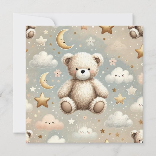 Cute Teddy Faire-part de naissance ou invitation (Devant)