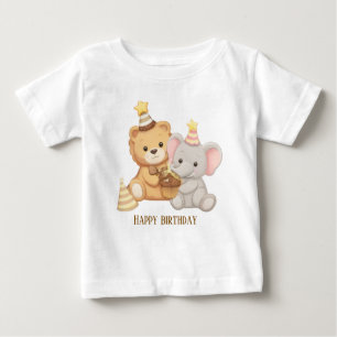 Cute Teddy & Olifant Verjaardag Peuter T-Shirt