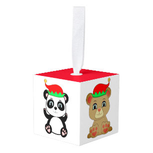 Cute Teddy, Pool- en Panda Elf Beren Kubus Ornament