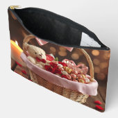 Cute Teddy Rose Basket Romantic Valentine Makeup Etui (Open)