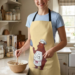 Cute Teddybeer Chef Bakken & Koken Illustratie Schort