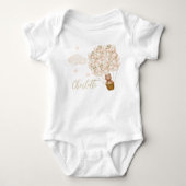 Cute Teddybeer En Ballonnen Gouden Schrift Romper (Voorkant)