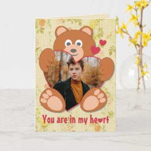 Cute Teddybeer Hart Foto Valentijn Liefde Kaart