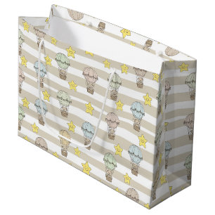 Cute Teddybeer Heet Luchtballon Neutraal Patroon 3 Groot Cadeauzakje