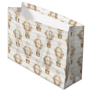 Cute Teddybeer Heet Luchtballon Neutraal Patroon 4 Groot Cadeauzakje