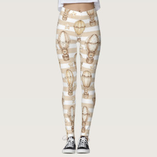 Cute Teddybeer Heet Luchtballon Neutraal Patroon 5 Leggings