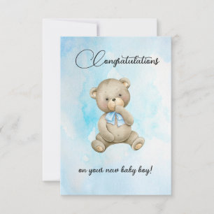 Cute teddybeer nieuwe baby jongen felicitaties kaa