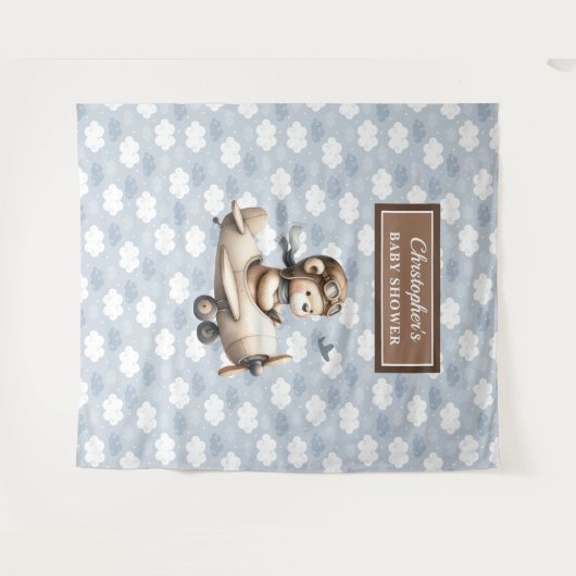 Cute teddybeer piloot jongen shower viering bord wandkleed (Voorkant (horizontaal))