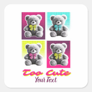 Cute Teddybeer Stijl Kleurrijke Beer Patroon Ontwe Vierkante Sticker