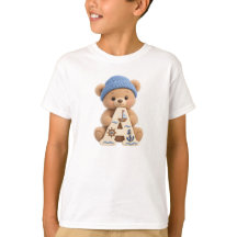Cute Teddybeer T-shirt met beginletter A voor zeil