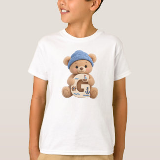 Cute Teddybeer T-shirt met beginletter G voor zeil