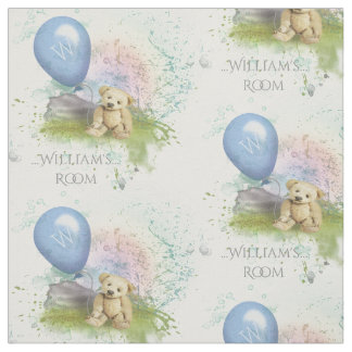Cute Teddy's Blue Balloon Baby Boy Nursery Stof