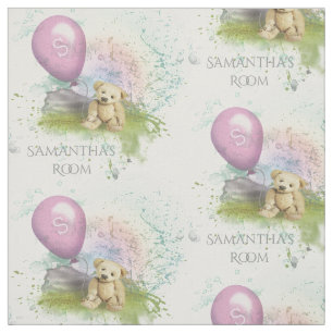 Cute Teddy's roze ballon Baby Girl Nursery Stof
