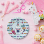 Cute Teepee Boho Tribal Birthday Paper Bord (Feest)
