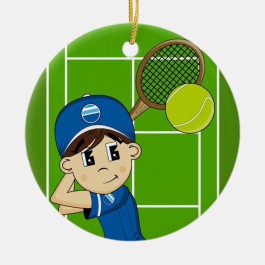 Cute Tennis Boy Ornament (Voorkant)
