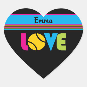 Cute Tennis LOVE - aangepaste naam Hart Sticker