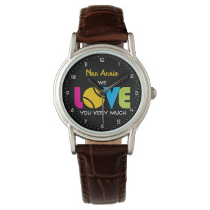 Cute Tennis LOVE - aangepaste tekst volgen Horloge