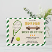 Cute tennis party Invitation Kaart (Staand voorkant)