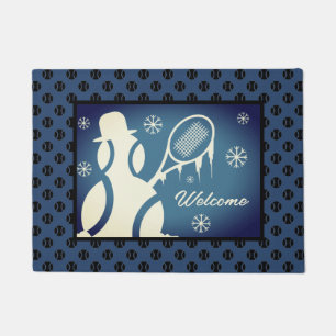 Cute tennis snewman winter Welkom doormat Deurmat