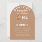 Cute Terracotta Pumpkin First Birthday Invitation Kaart (Voorkant)