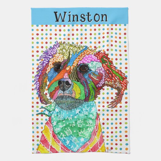 Cute Terrier Mixte Serviette De Cuisine (Vertical)