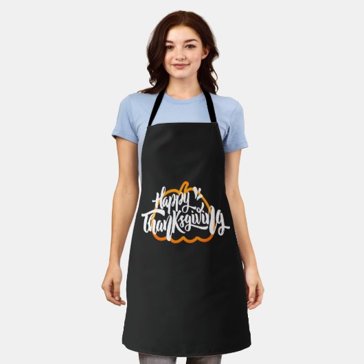 Cute text on pumpkin for Thanksgiving Apron Schort (Gedragen)